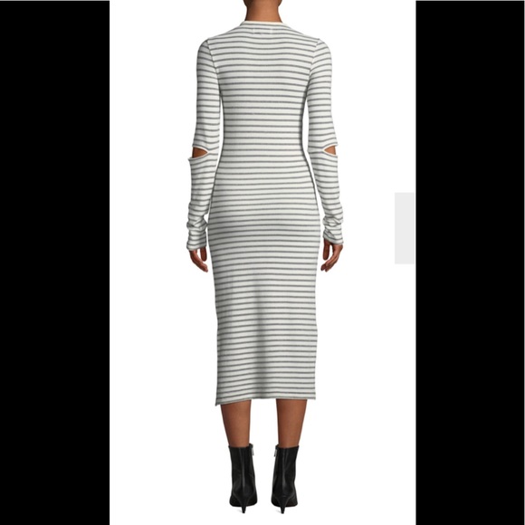 Current Elliott Quince Striped Long Sleeve Dress Ivory Cream 1 - Picture 3 of 4